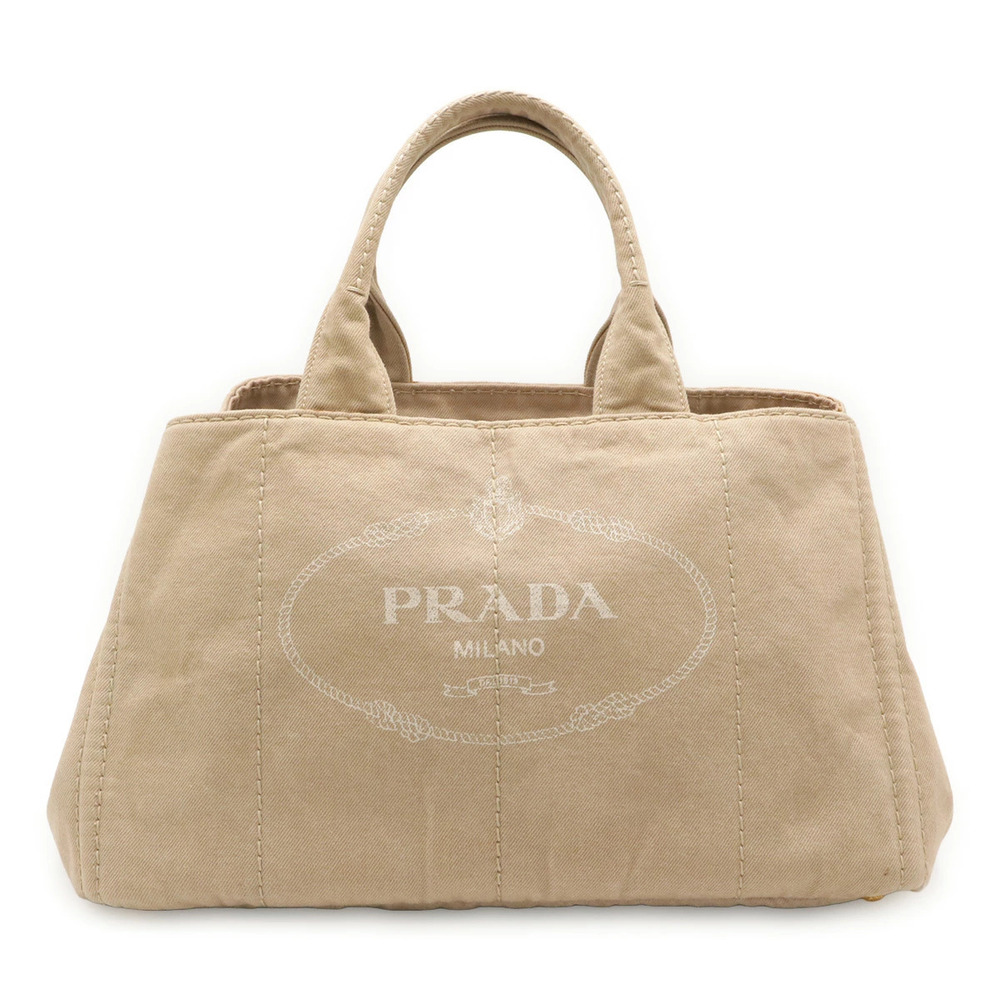 Prada Canapa Tote Bag Handbag Canvas Beige Cream